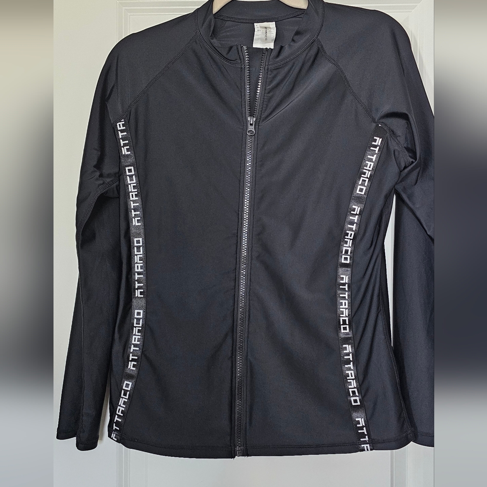 ATTRACO Women’s Black Full Zip Athletic Jacket Logo Tape Size L